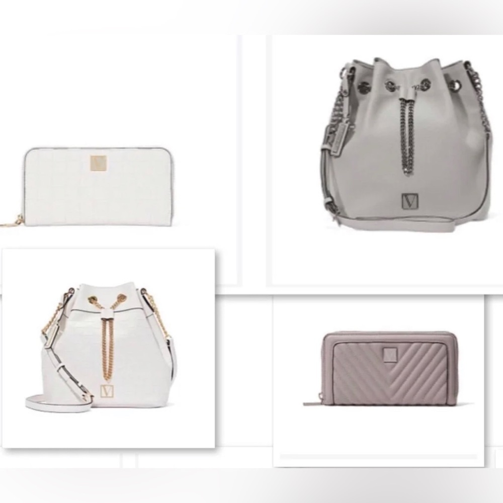 SET Victoria's Secret White Bucket Bag matching wallet - Picture 3 of 3